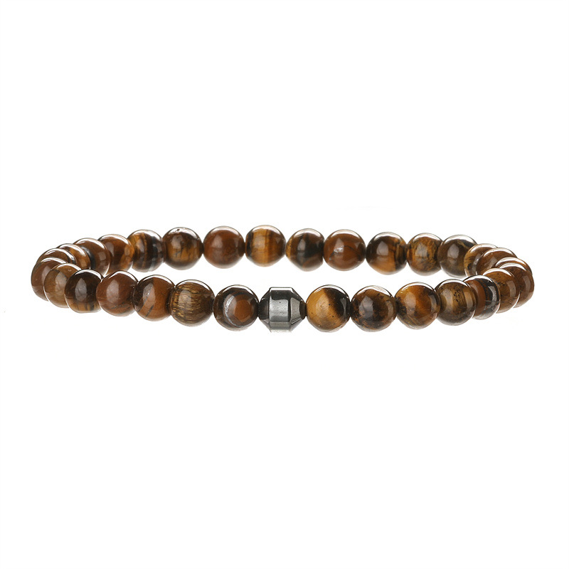 Transfronterizo Amazon Pulsera con cuentas de piedra natural de 6mm Piedra volcánica Ojo de tigre Pulsera masculina y femenina del mismo estilo al por mayor