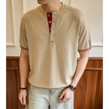 ZH8106-MW夏季百搭T恤休闲短款男装老钱风通勤针织短袖OLO衫，男装针织衫/毛衣，星座614