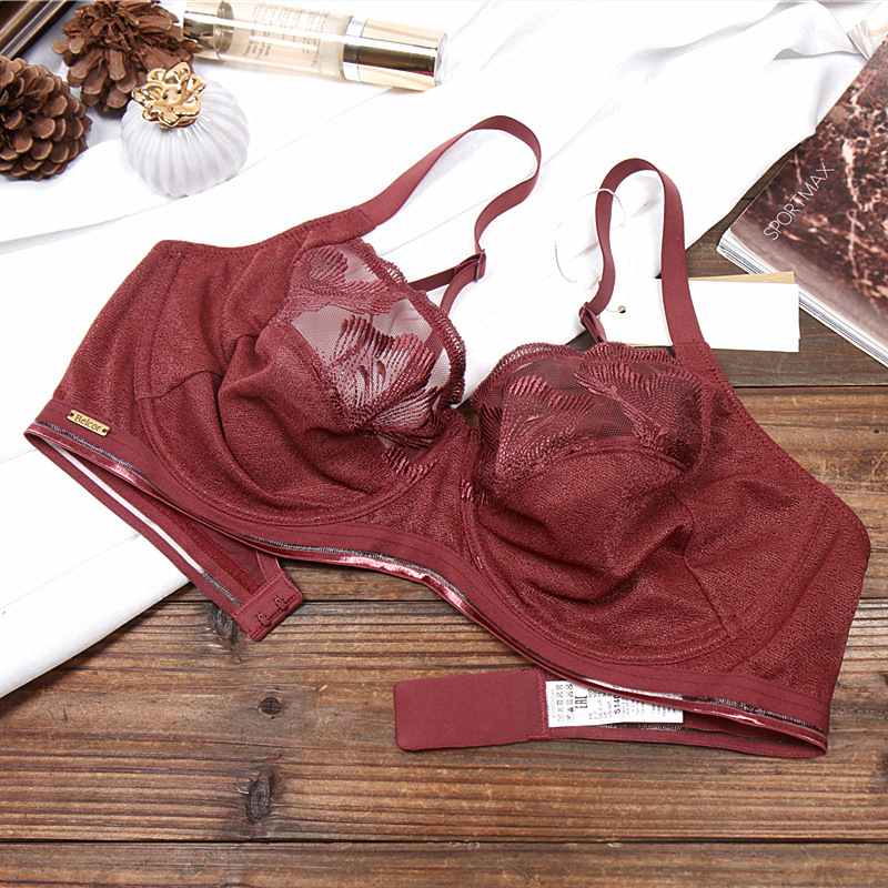 French Single Sexy Ultra-thin Large Chest Small Chest Underwear Women's Thin Summer Breathable Anti-sagging Soft Steel Ring Bra