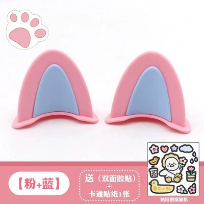 Motosiklet dəbilqələri: Stickers Electric Vehicle DIY - cat-ears-pink-blue-come-with-4-pieces-of-base-glue-cartoon-stickers