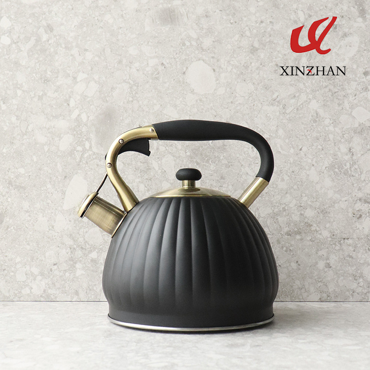 Nueva engrosada calabaza negro forma silbato hervidor transfronterizo utensilios de cocina al por mayor nuevo sonido hervidor 3.5L