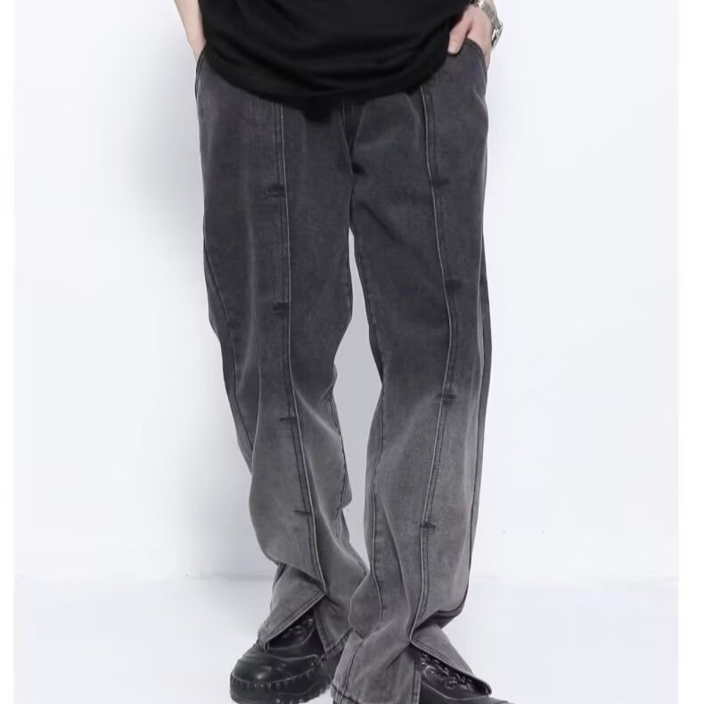 Jeans retro estadounidenses para hombres 2026 primavera y otoño nueva marca de moda de la calle alta delgada recta pantalones casuales de boquilla