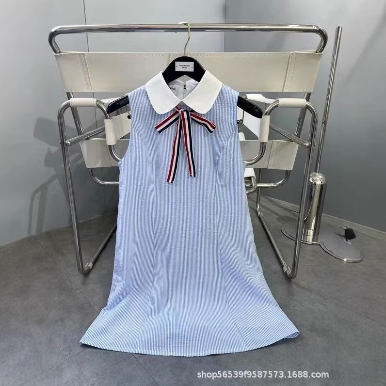 High-End Version of Tb's New Summer Style Puff Cotton Textured Sleeveless Dress, Fresh and Sweet, Slimming Babydoll Dress