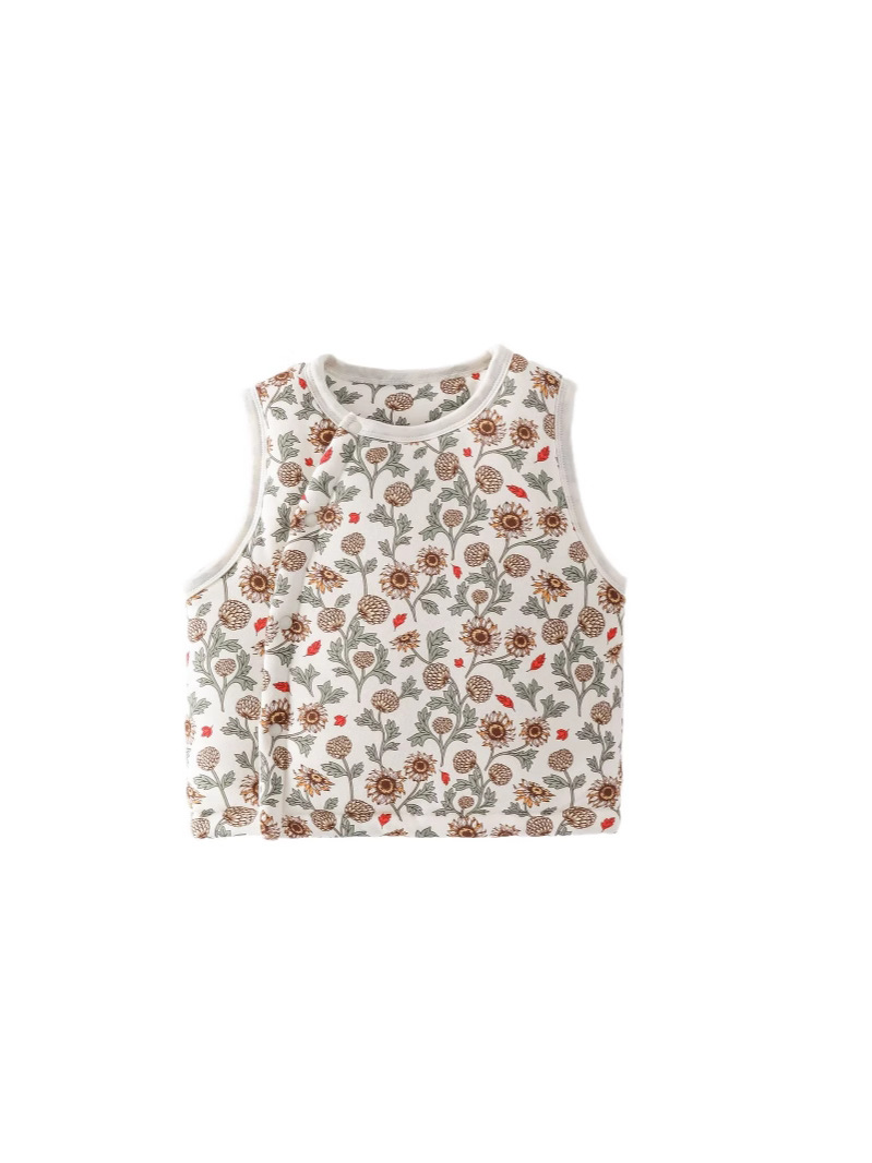 Otoño y invierno chaleco de bebé niñas con algodón extranjero con flores de sol de algodón grueso chaleco caliente hombro