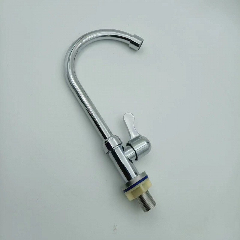 Grifo de Cocina para Agua Fría de 4 Puntos un Solo Agujero de Plástico con Válvula de Cerámica