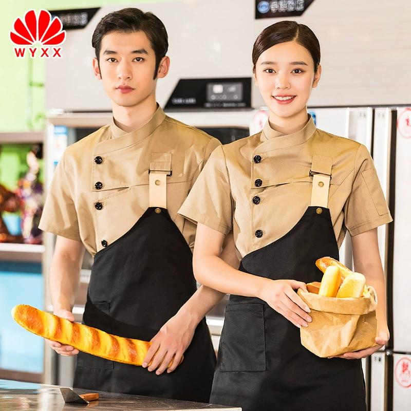 Летняя рабочая одежда шеф-повара с короткими рукавами Кейтеринг Отель Горячий горшок Магазин тортов Кухонная одежда Дышащая высококачественная одежда шеф-повара