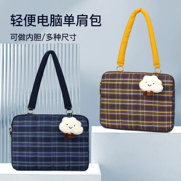 Retro Elegant iPad Inner Sleeve Bag Scottish Plaid Computer Handbag Shoulder Laptop Bag 13 Inches 16inch