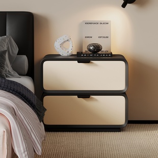 Bedside Table Household Small Bedroom Solid Wood Simple Modern Italian Style Light Luxury 2024 New Internet Celebrity Storage Rack Cream Style