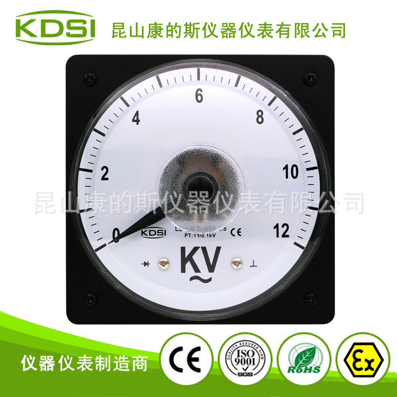 供应 240度广角电压表LS-110 AC12kV 11/0.1kV指针式交流电表