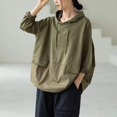 文芸ファッションカジュアルtシャツ2022フード付きセット帯純色百塔長袖上着