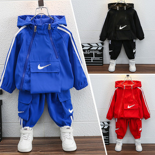 Boys' Double Zipper Set 2023 Spring and Autumn New Children's Fashionable Cool Sports Two-Piece Baby Western Style Clothes
