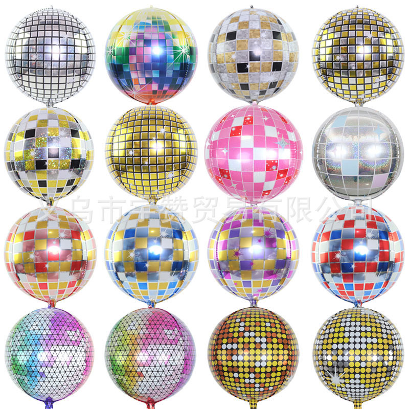 Cross-border laser silver gold color Disco aluminum ball KTV birthday party 22 inch Disco 4D Balloon