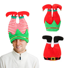 圣诞创意精灵裤腿帽2023亚马逊派对装饰帽子绿毛怪帽圣诞帽子批发