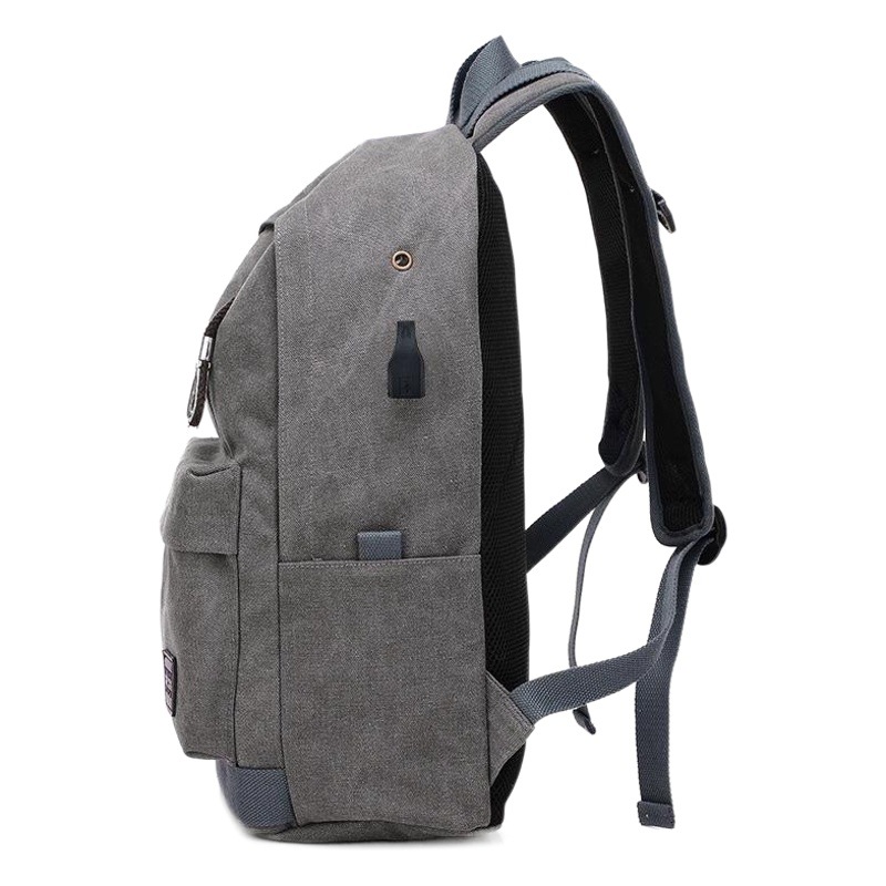 Nueva mochila de los hombres bolsa de lona de las mujeres USB recargable bolsa de viaje al aire libre bolsa de los hombres de moda estudiante de secundaria schoolbag