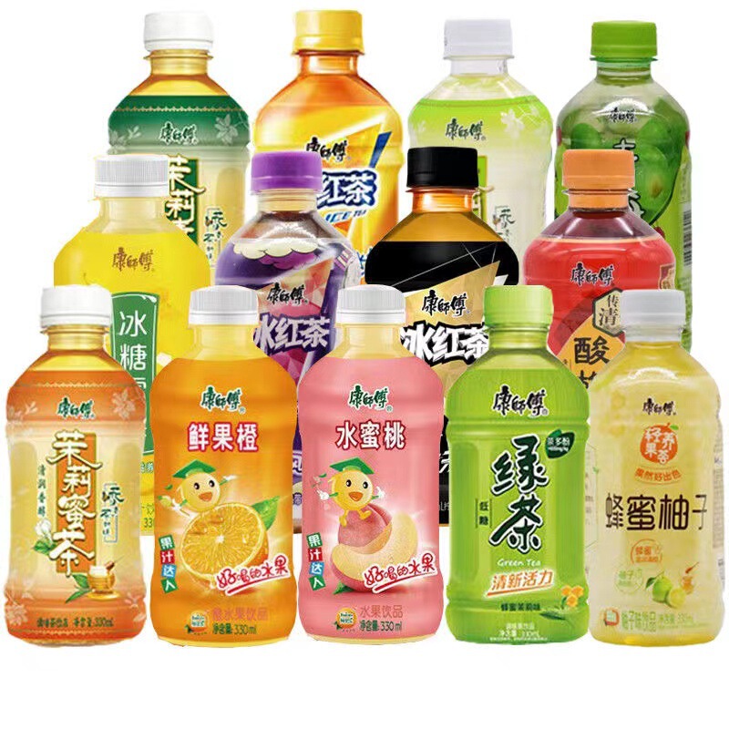 Master Kang drink 330mlx12 small bottle mini ice Black Tea Green Tea Peach oolong orange juice drink batch full box