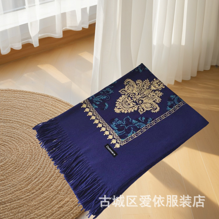 2024秋冬モデルはカシミヤ刺繍マフラーの女性民族風ストールに似せて、フリンジカシミヤ保温新疆マフラーを厚くした|undefined