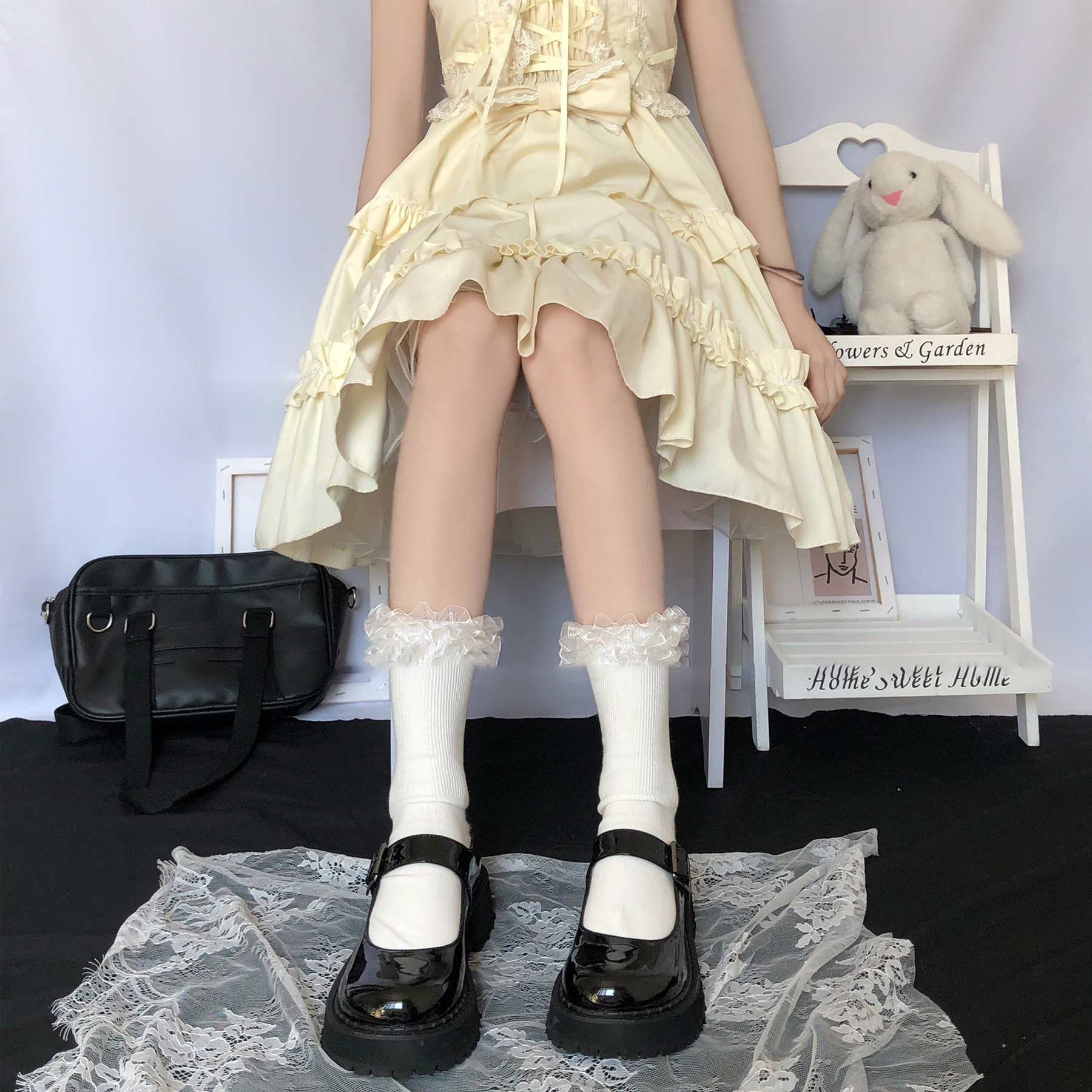 Summer thin Japanese cute lace knee socks