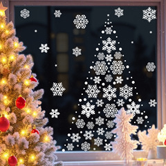 亚马逊圣诞节贴纸白色雪花静电贴商场橱窗场景布置氛围感雪花贴纸