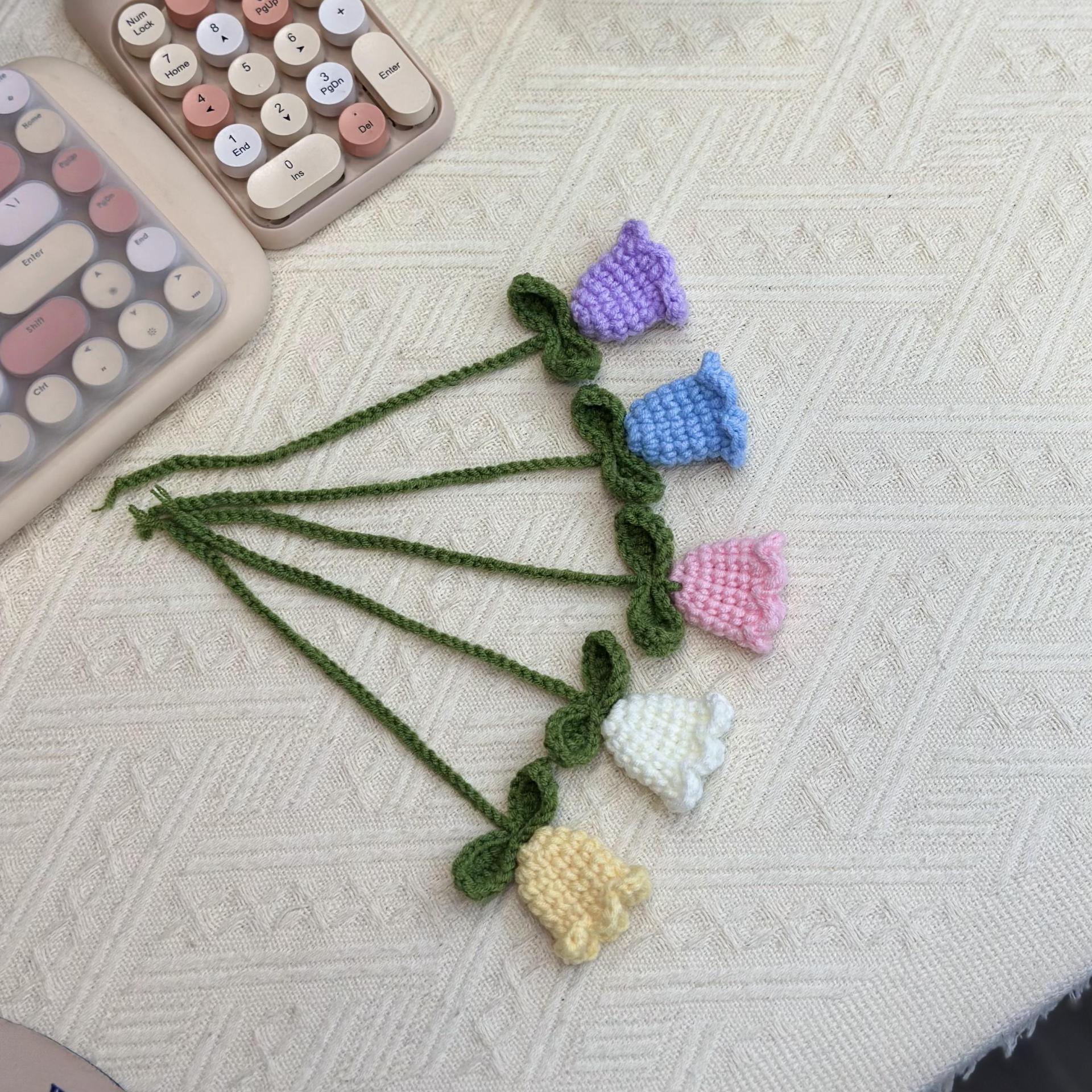 批发手工编织毛线花朵钩织配饰铃兰花服装辅料铃铛童装手钩花花边