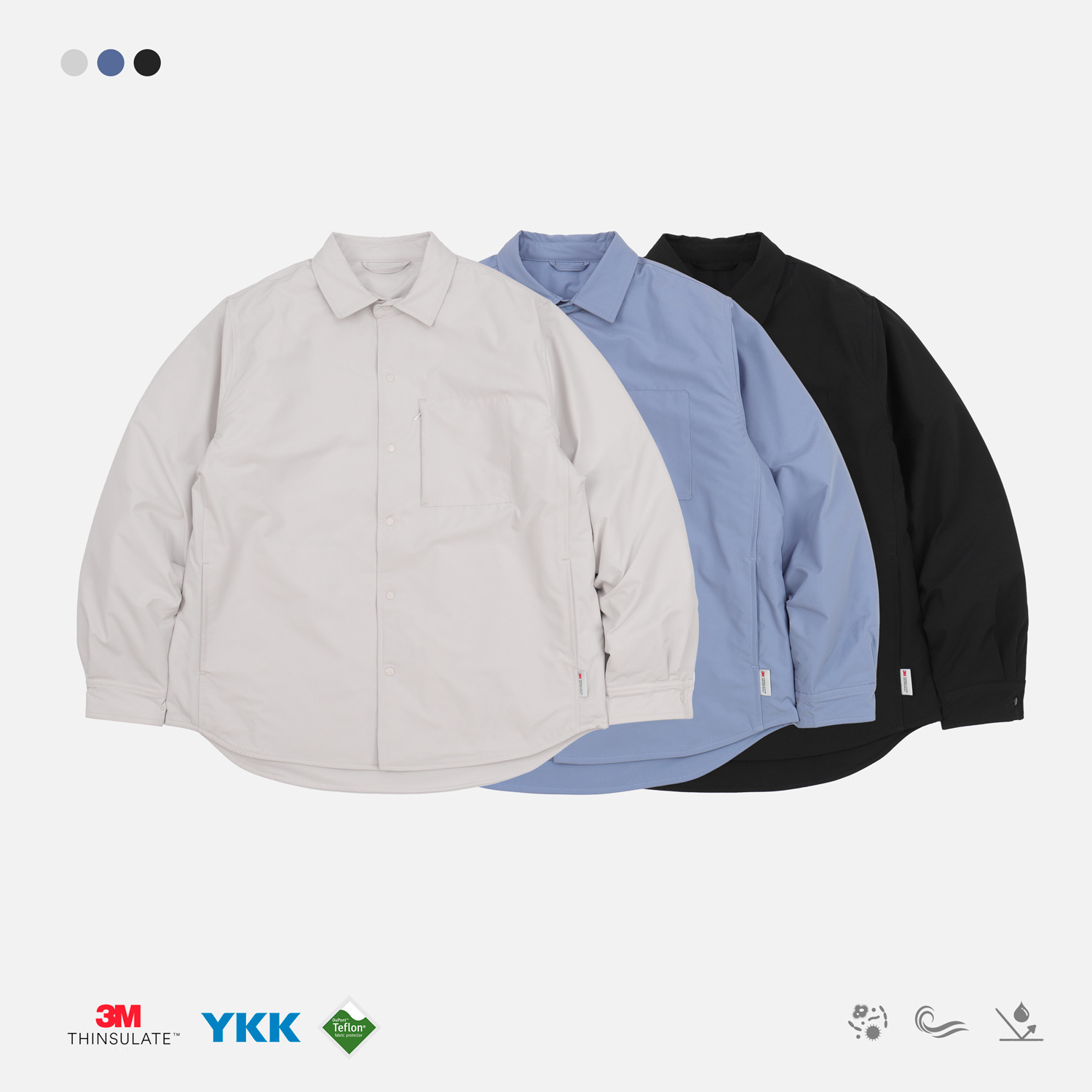 TRS男装丨25AW3M新雪丽G60轻量化保暖棉服夹棉防泼水衬衫外套男