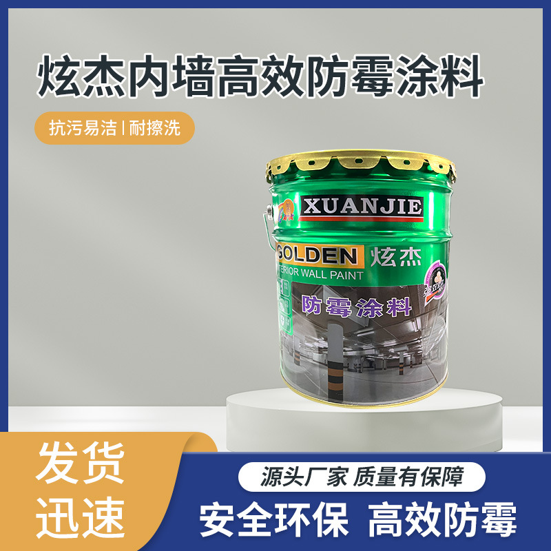 炫杰内墙高效防霉涂料内墙家用装修白色水性环保自建房墙面乳胶漆