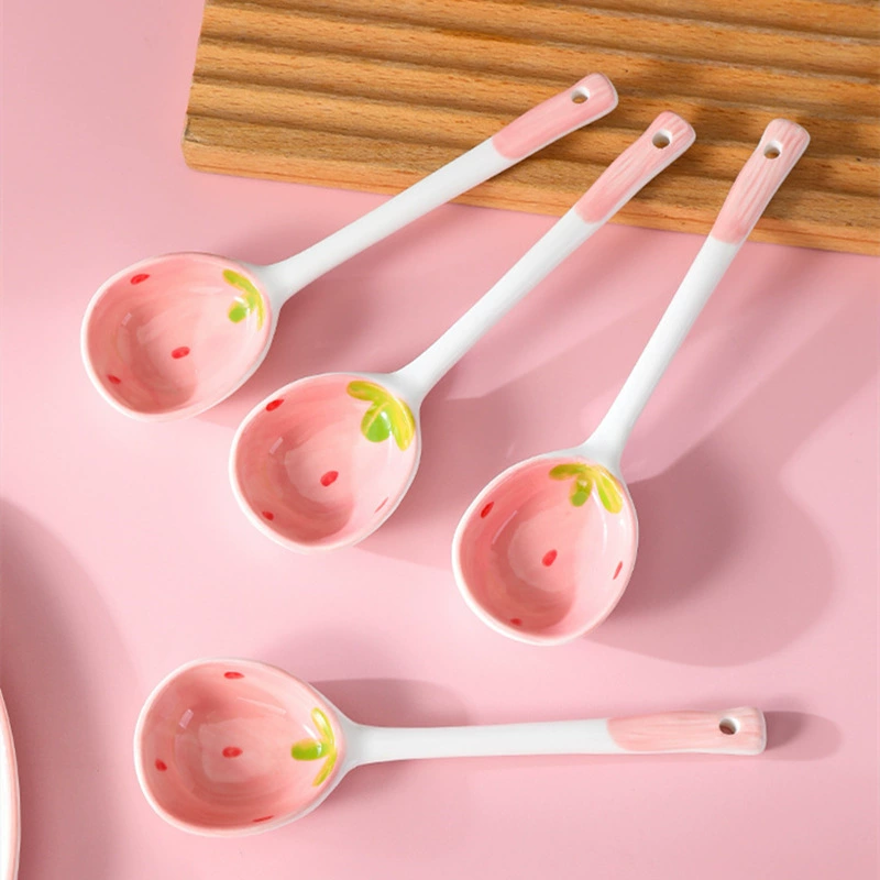 Brand strawberry, set heart shaped, ceramic dessert tableware