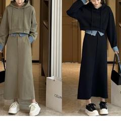 大きいサイズの婦人服の2024秋冬の衛衣のスーツの女性の洋気は年齢を減らしてやせている半身のスカートのファッションの2セットの太っているmmを現します。