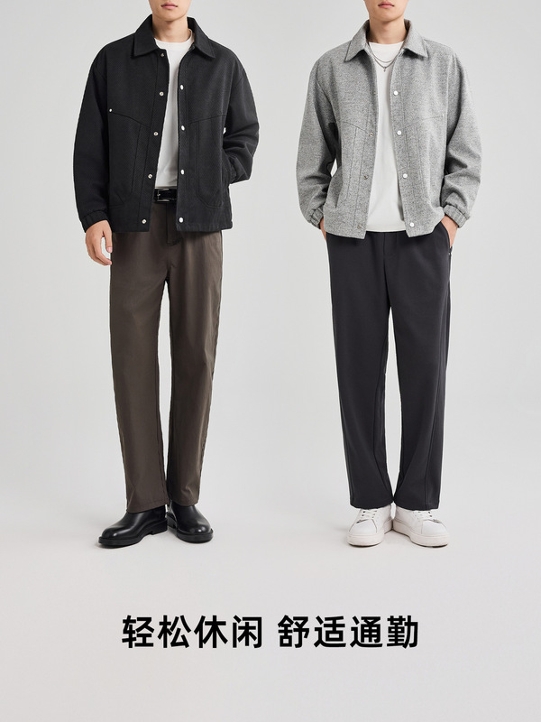 墨麦客男装粗支肌理仿呢夹克男2025秋新款宽松翻领男士外套81393.|undefined