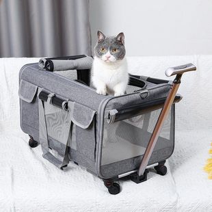 Double-Layer Cat Bag, Cat Outing Trolley Box, Portable Pet Foldable Car Nest for Dogs