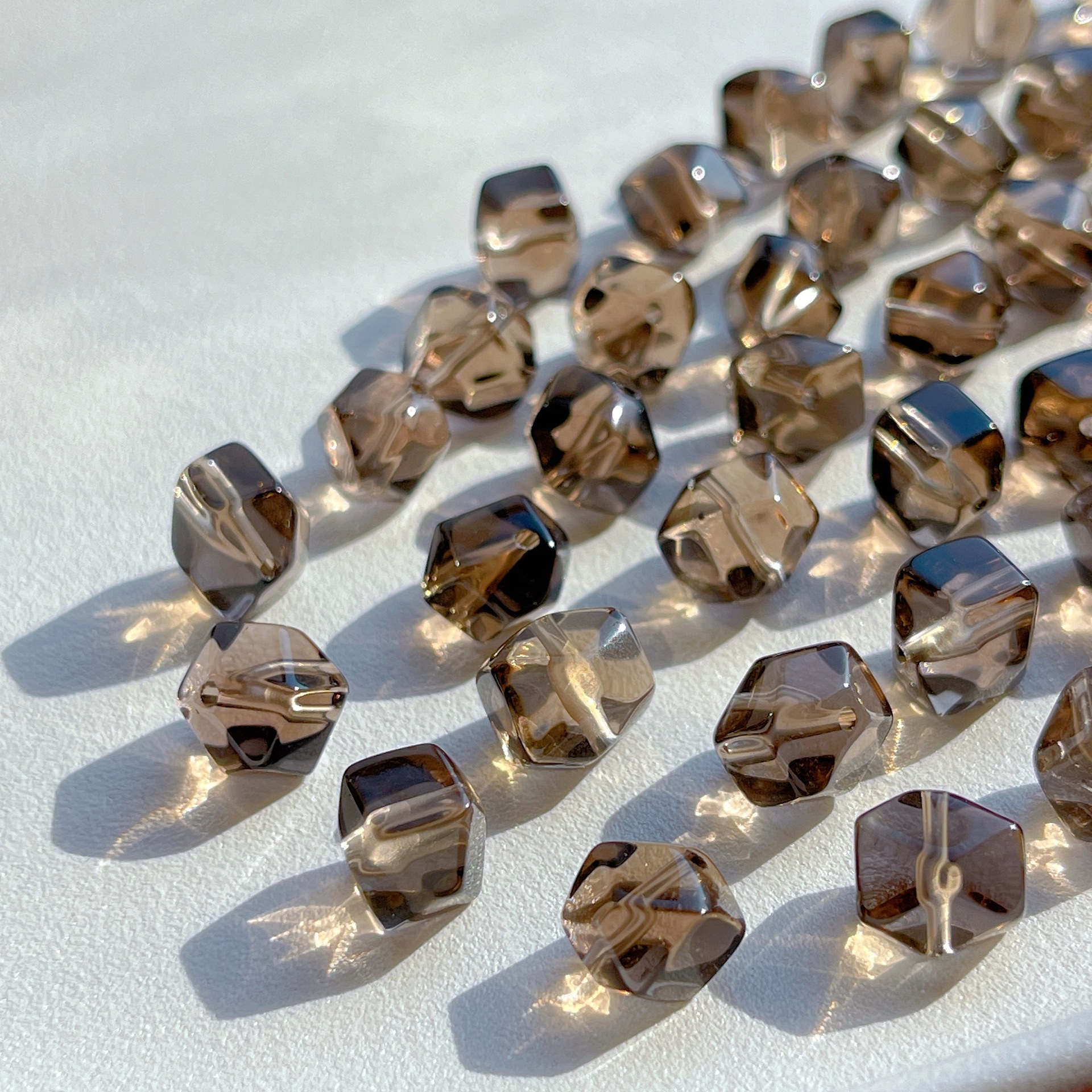 Natural Tea Crystal DIY Jewelry Accessories Single Beads Accompanying Faceted Loose Beads Spacer Crystal Jewelry Bracelets with Beads