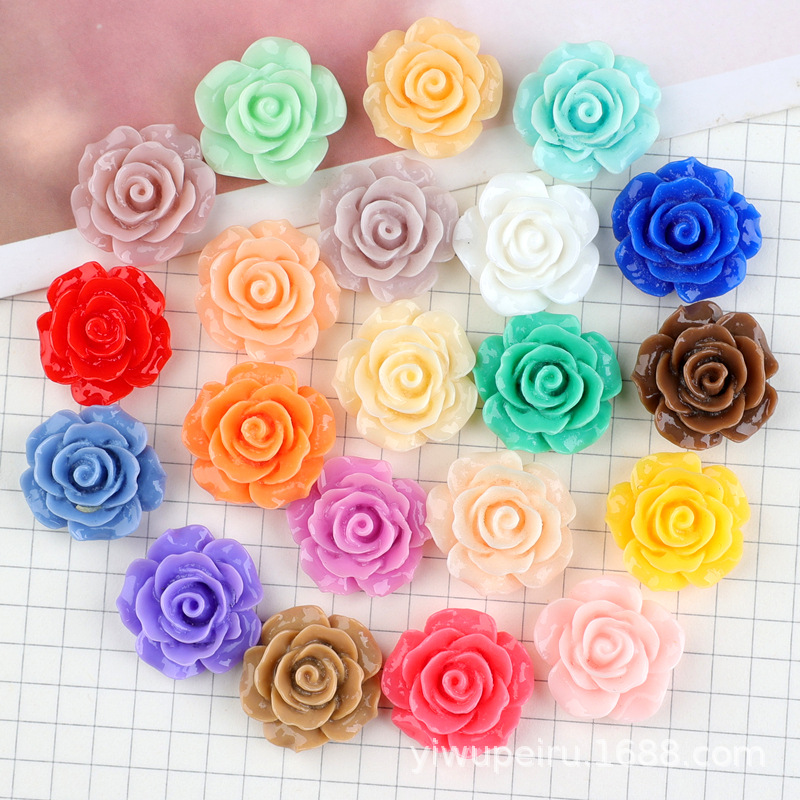 バラの花の樹脂の部品の髪飾りのbbクリップの材料のDIYクリームの携帯のケースの穴の靴のDIYの花