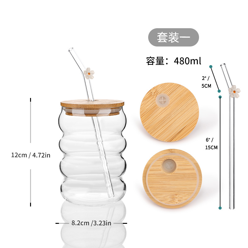 Transfronterizo Amazon venta caliente alta taza de vidrio de silicona resistente a altas temperaturas con paja taza de café Coca-Cola ins taza de agua portátil image 7