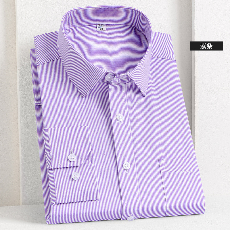Men's Long-Sleeved Cotton Shirts for Spring and Autum, No-Iron Men's Professional Business Formal Wear, Versatile Boutique Civil Servant Shirts