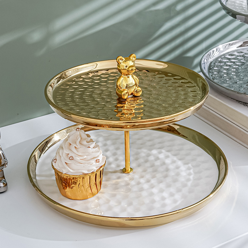 Plato de fruta hogar sala de estar mesa de café bandeja de almacenamiento estante creativo pastel plato de aperitivos ins estilo multi-capa plato de aperitivos