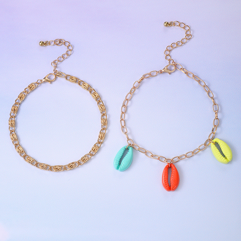 Colorful Shell Simple Anklet 2-piece Set display picture 3
