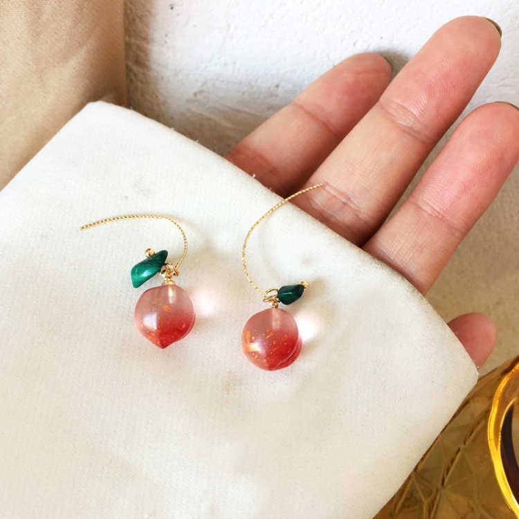 Cute Pink Peach Fruit Earrings Wholesale display picture 12