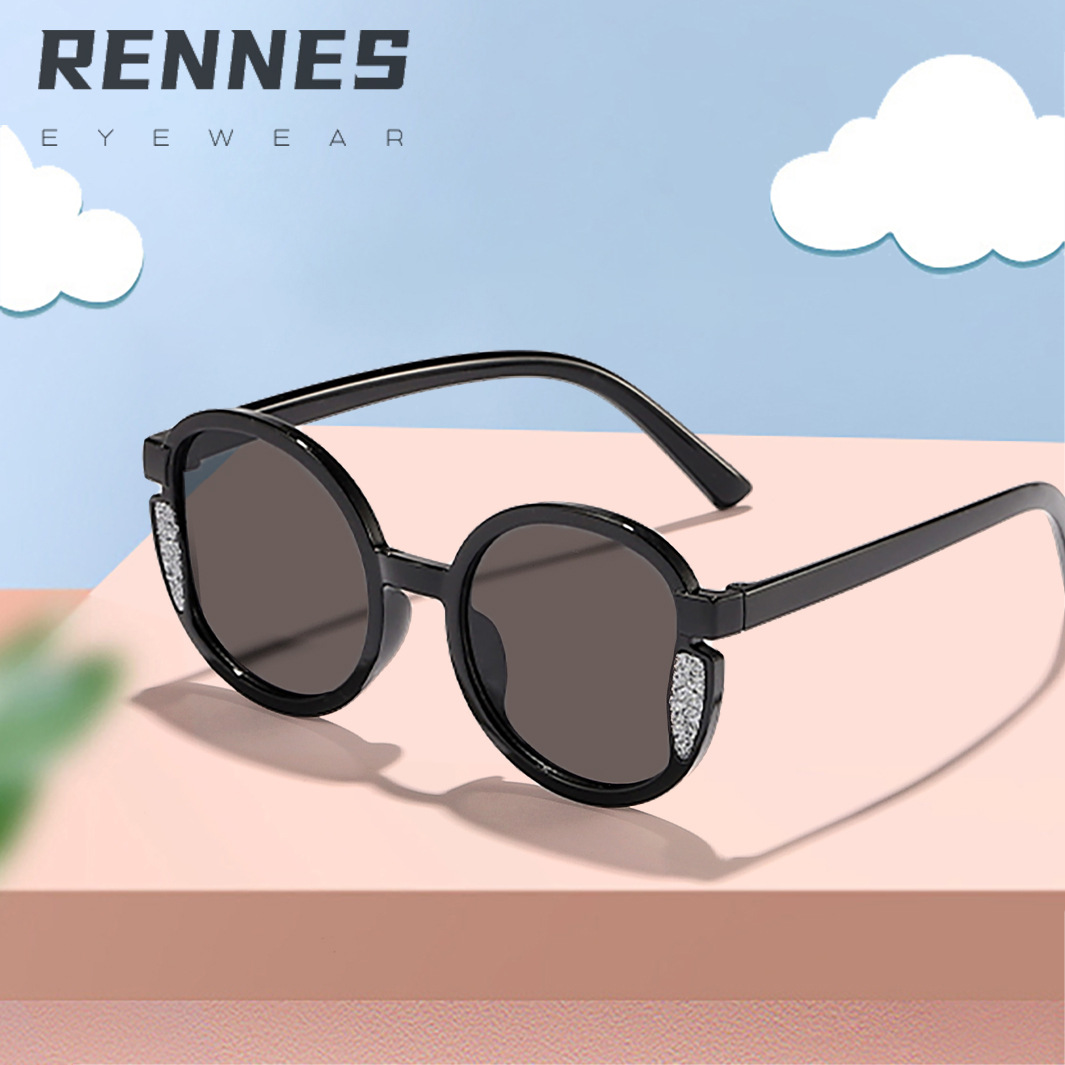 Nuevos macarons transfronterizos para niños Gafas de sol de marco redondo de flash fino a juego Gafas de sol al aire libre de tiro callejero para bebés lindos