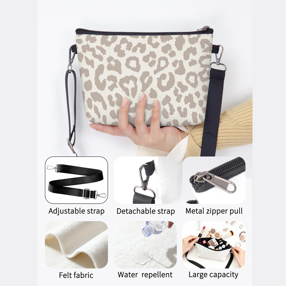 Nueva moda leopardo serie de bolsos de mujer bolsos de felt bolsos de hombro de gran capacidad de viaje bolsos de moda de mujer image 6