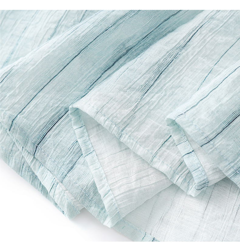 Váy dài nữ họa tiết mực jacquard Tencel phong cách nghỉ dưỡng mùa hè — Màu xanh lam chi tiết 21