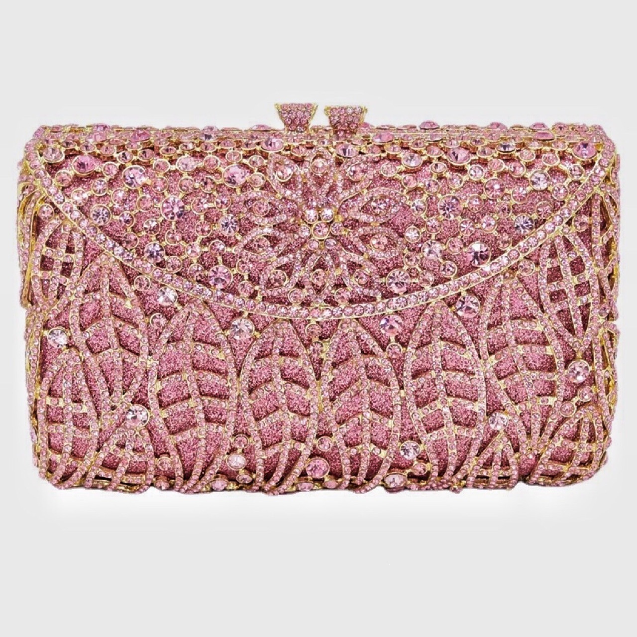 Nuevo paquete de cena de diamante de hoja transfronteriza bolsas de maquillaje tridimensionales bolsas horizontales cuadradas agujeradas bolsas de mano de banquete