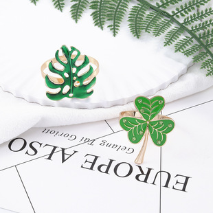 Amazon's New Product Irish St. Patrick's Clover Napkin Ring Plant Napkin Ring Metal Mouth Cloth Ring Ready in Stock