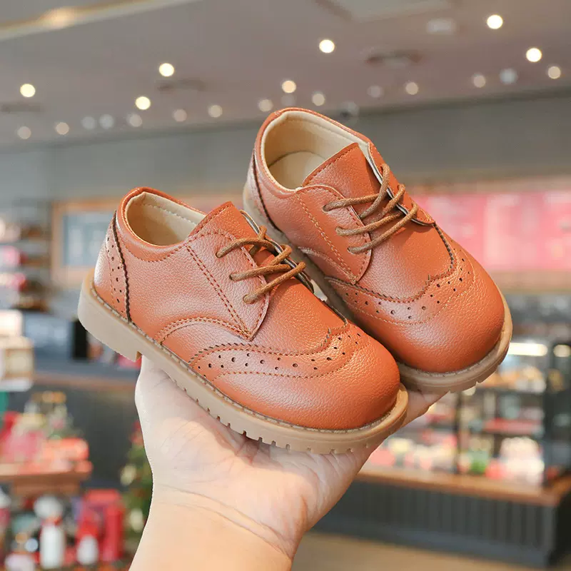 男童小皮鞋英伦风2025春秋新款软底配西装演出鞋黑色儿童鞋潮批发