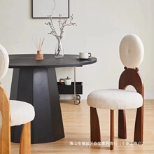 设计师专用椅侘寂风高靠背餐椅卧室化妆凳网红复古实木梳妆台椅子