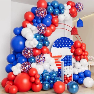 跨境红白蓝气球花环拱形链套装航海生日派对独立日场景装饰布置