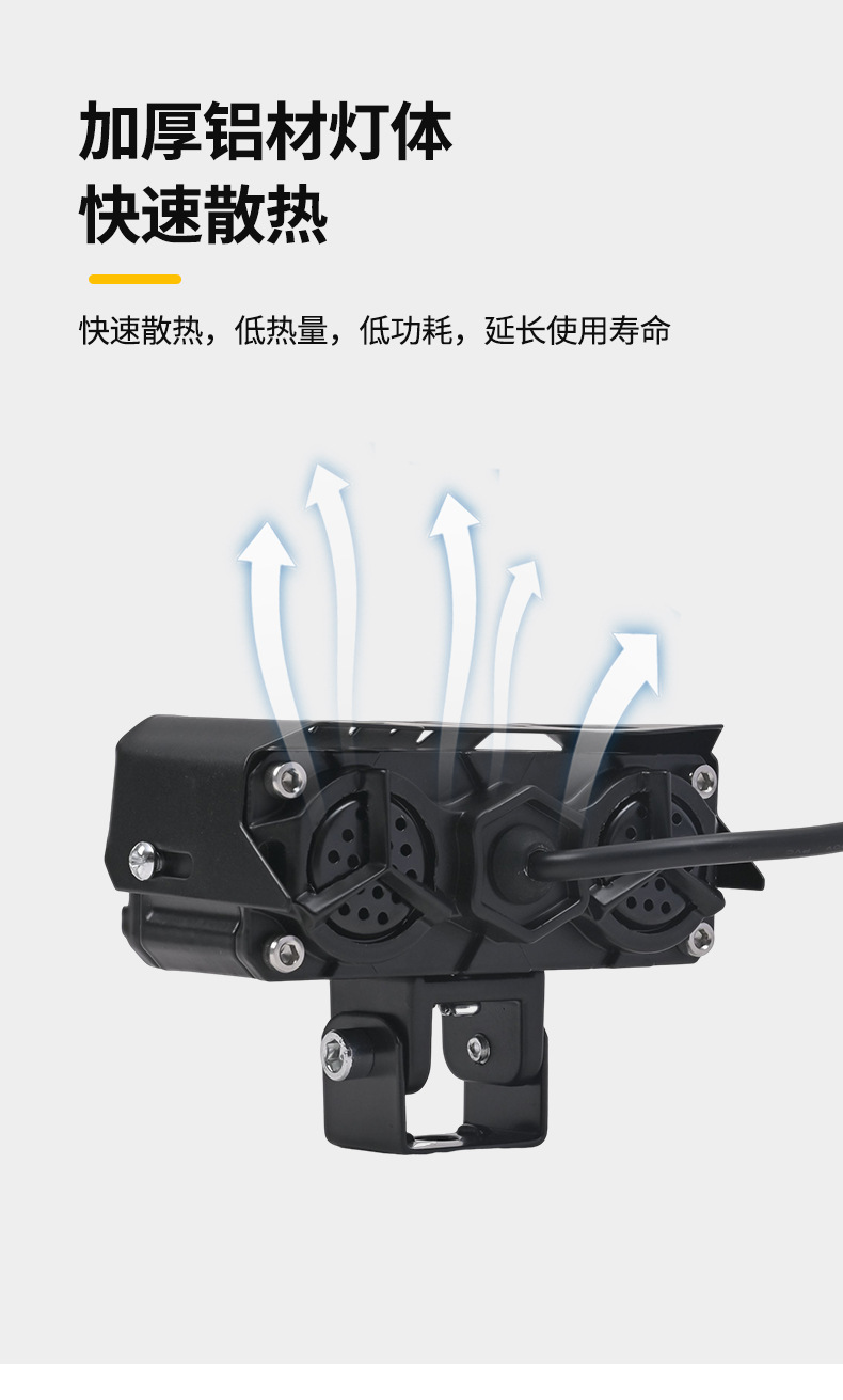 Motorcycle Spotlight High Beam 3-Eye Fan LED Headlight