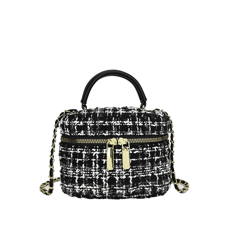 2023 borsa a tracolla scozzese semplice a tracolla in lana intrecciata di nuovo stile, piccola borsa quadrata per donna_voghion.com