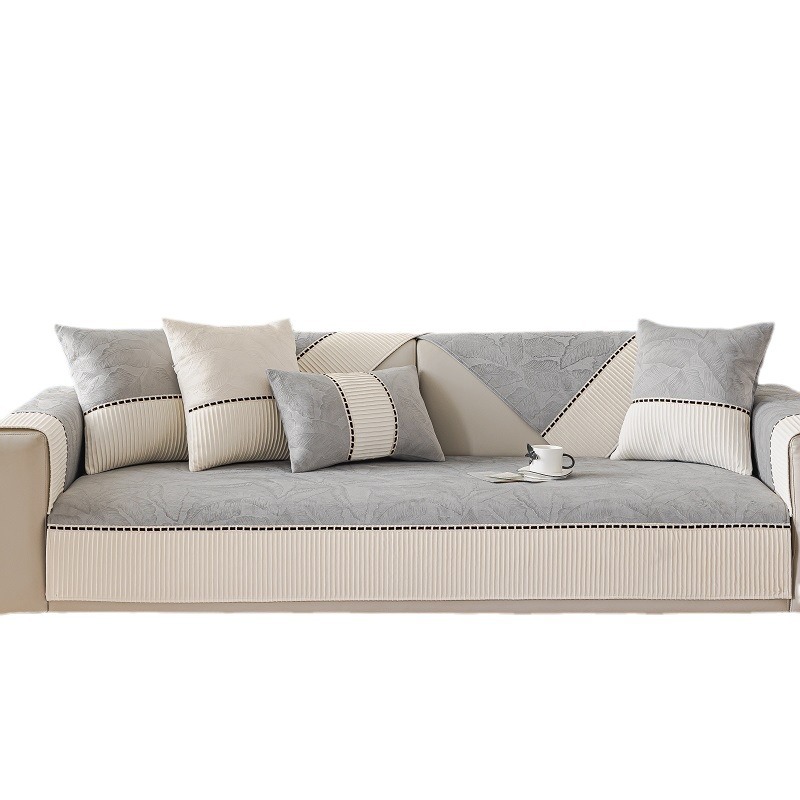 Leaf Light Style Cushion All-Season 2024 New Non-Slip Full Cover Sofa Towel Pillow Waist Protector_voghion.com