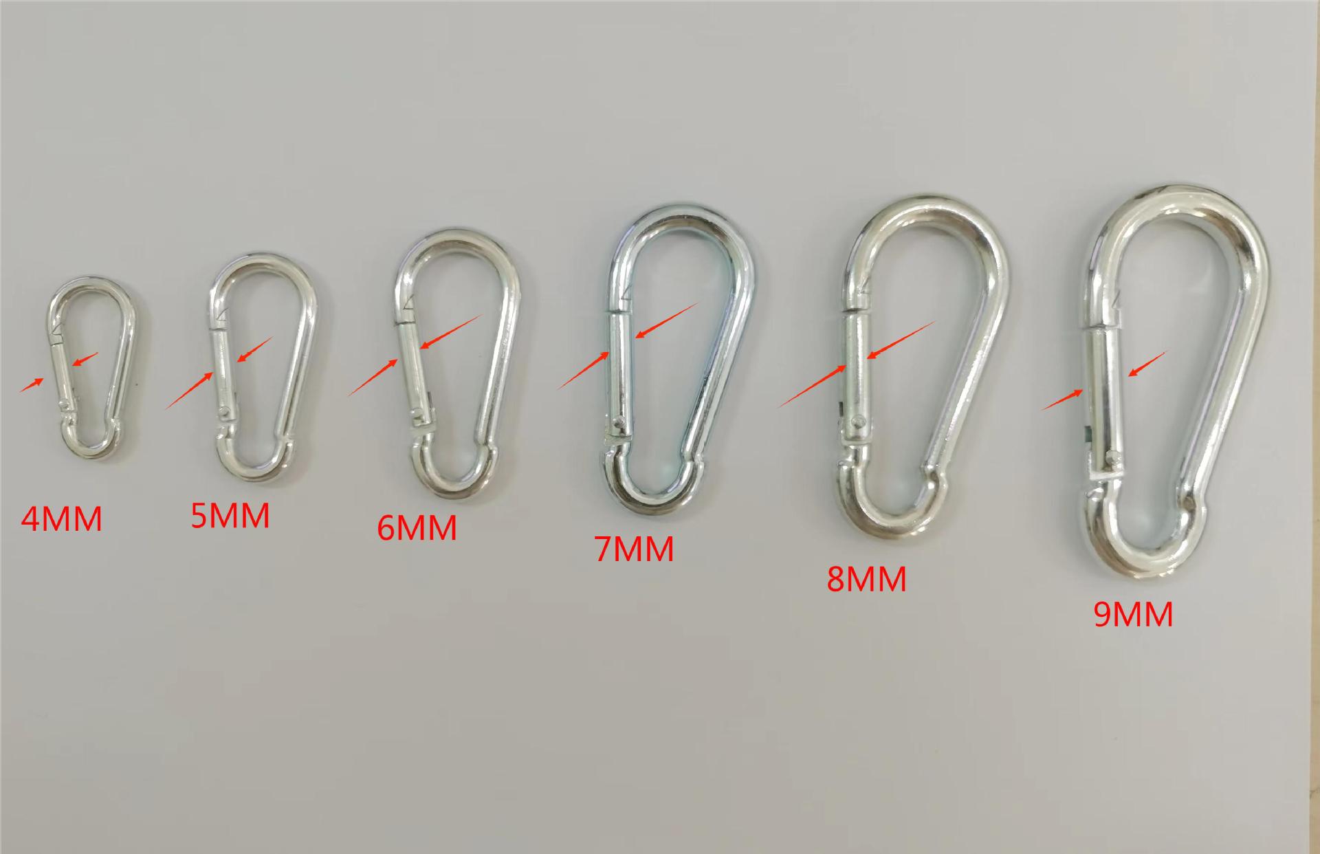 厂家现货供应多规格铁和不锈钢弹簧钩保险钩攀岩登山扣