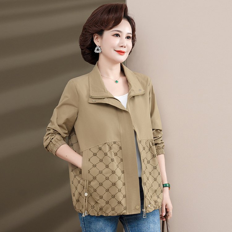 Middle-aged Mother's Spring Coat Thin 2025 New Style Western Style Top Middle-aged Women's Spring and Autumn Fashion Casual Jacket
