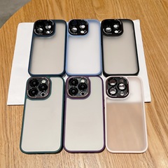 適用iPhone 15Pro手機殼蘋果14透明磨砂膚感13PRO鏡頭全包保護套